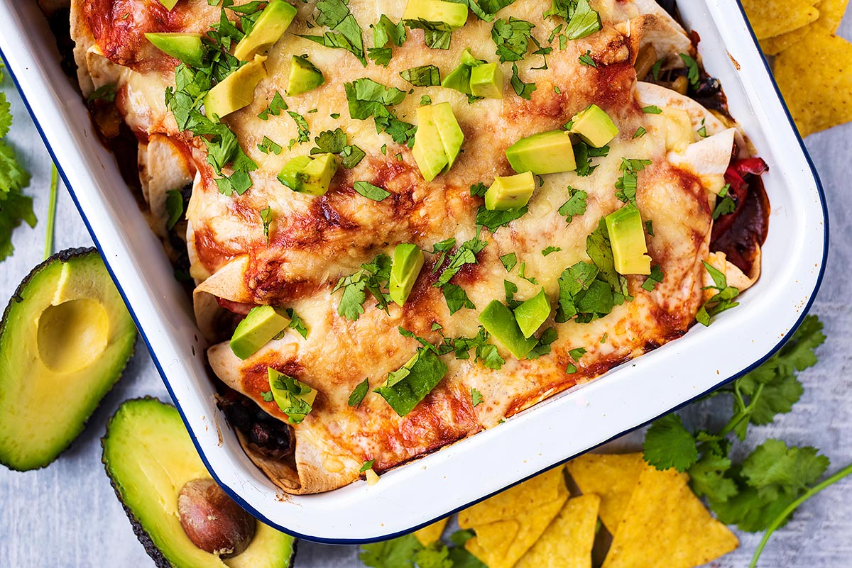 Bean and Vegetable Enchiladas - Hungry Healthy Happy