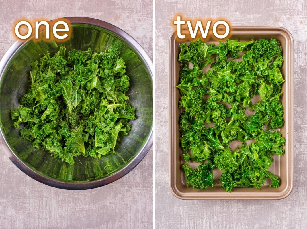 Step by step process of how to make Kale Crisps.