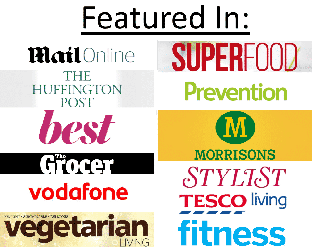 A collage of various publications that Hungry Healthy Happy has appeared in
