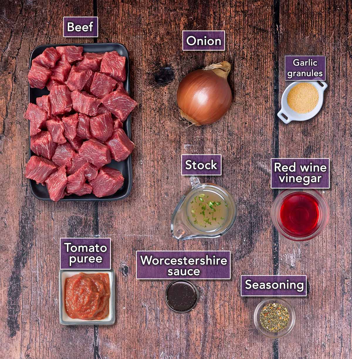 All the ingredients needed for this recipe each with a text overlay label.