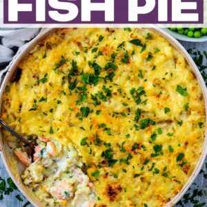 Healthy Fish Pie with a text title overlay.
