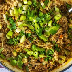 Healthy Egg Fried Rice in a large pan.