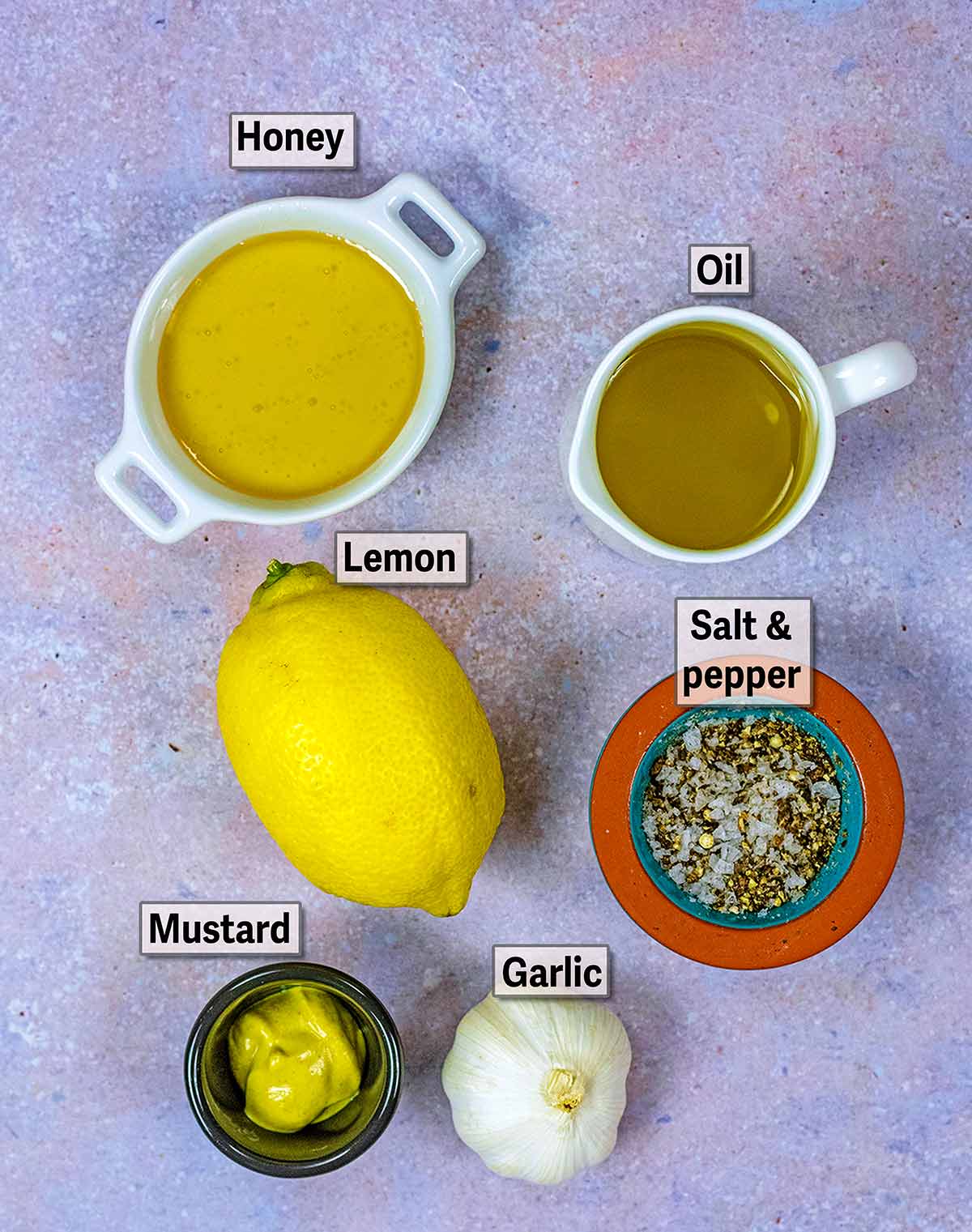 All the ingredients needed for this recipe with text overlay labels.