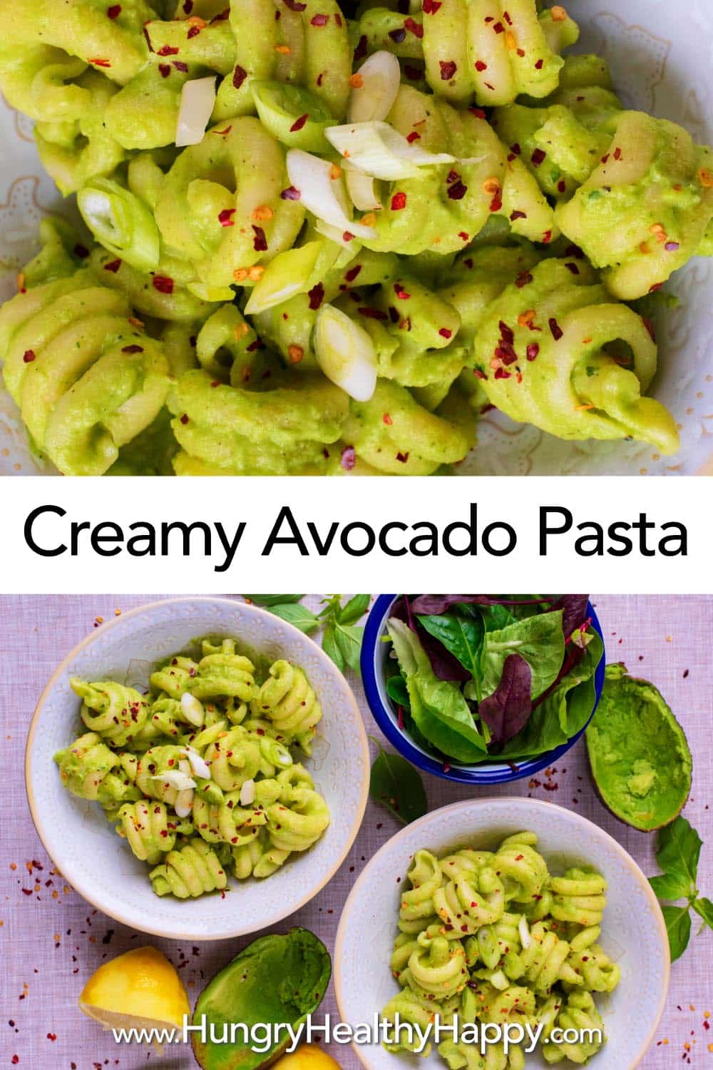 Creamy Avocado Pasta - Hungry Healthy Happy