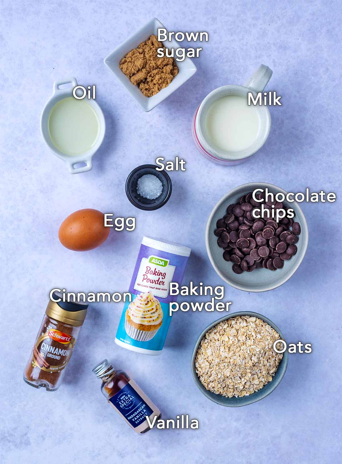 All the ingredients needed for this recipe with text overlay labels.