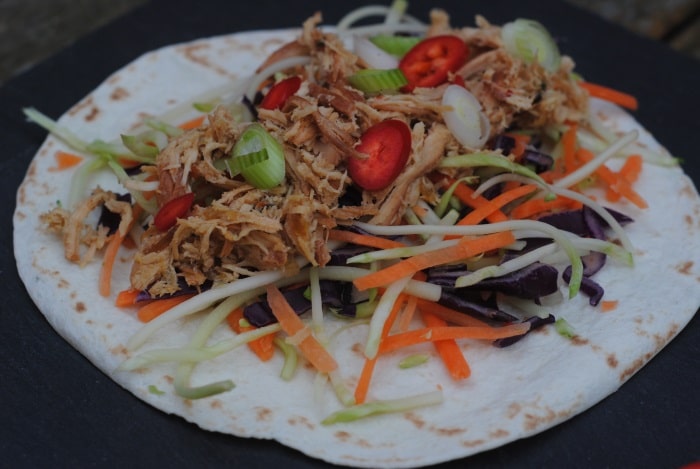 Slow Cooked Garlic, Soy and Honey Chicken Tacos - Hungry Healthy Happy