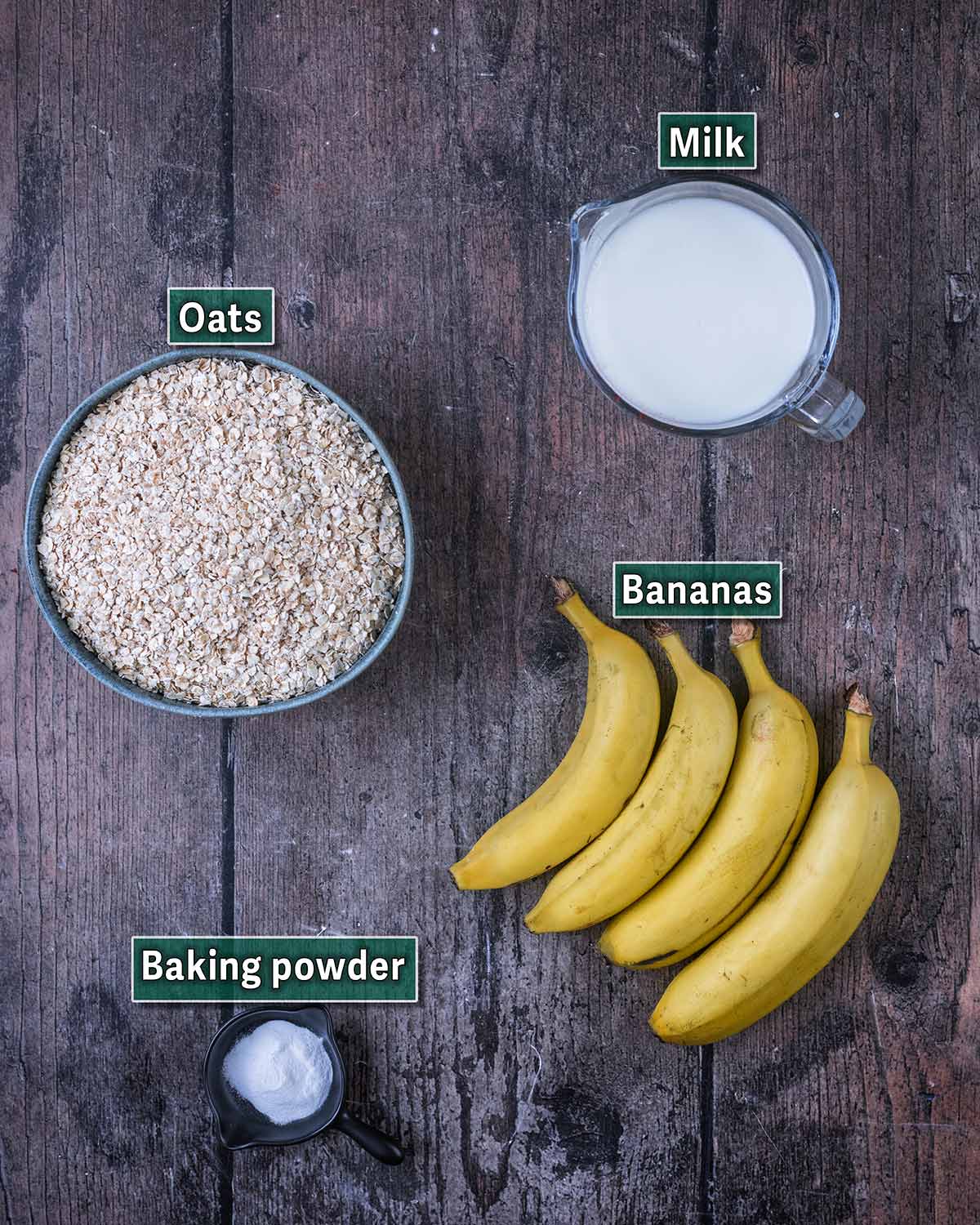 All the ingredients needed for this recipe with text overlay labels.