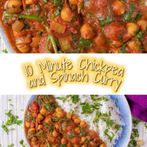 Chickpea and spinach curry with a title