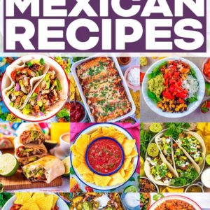 The best mexican recipes with a text title overlay.