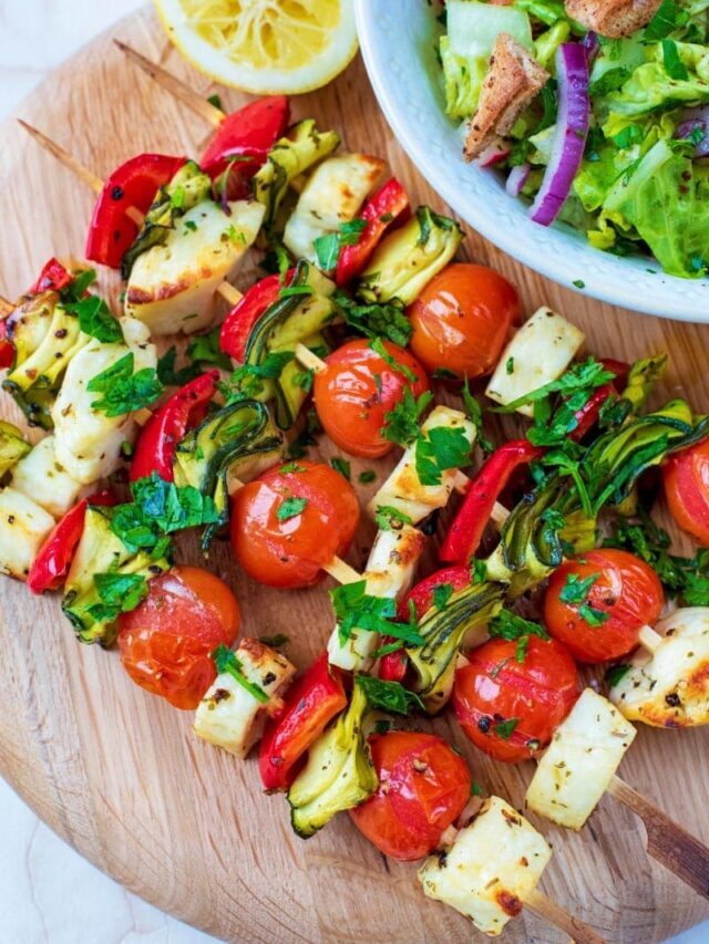 Vegetable and Halloumi Skewers web story