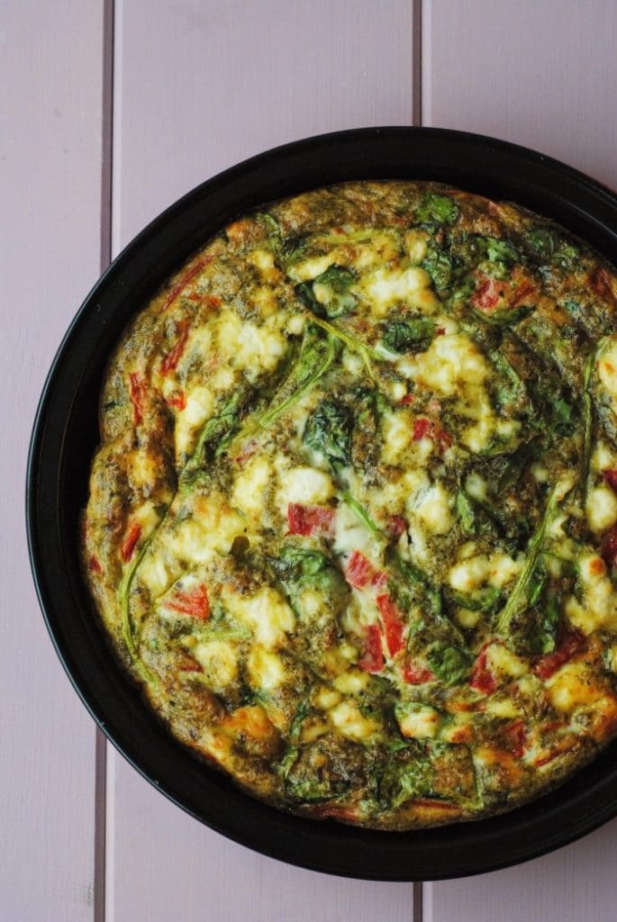 Roasted Red Pepper And Pesto Frittata - Hungry Healthy Happy