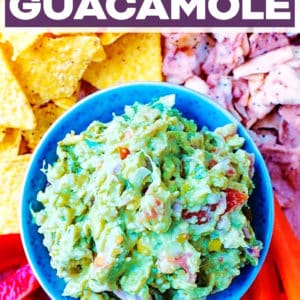 The best guacamole with a text title overlay.