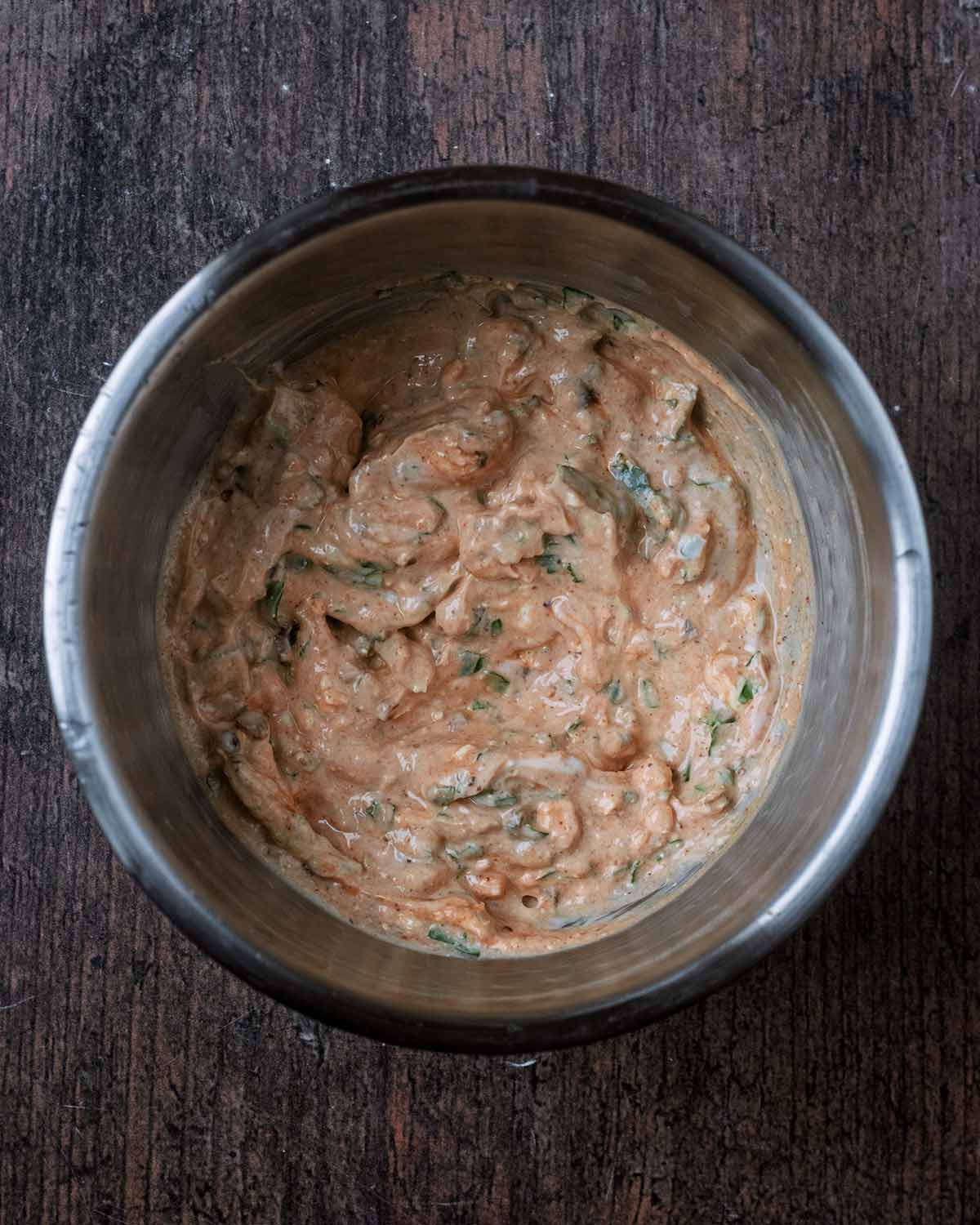 Creamy chipotle dressing in a bowl.
