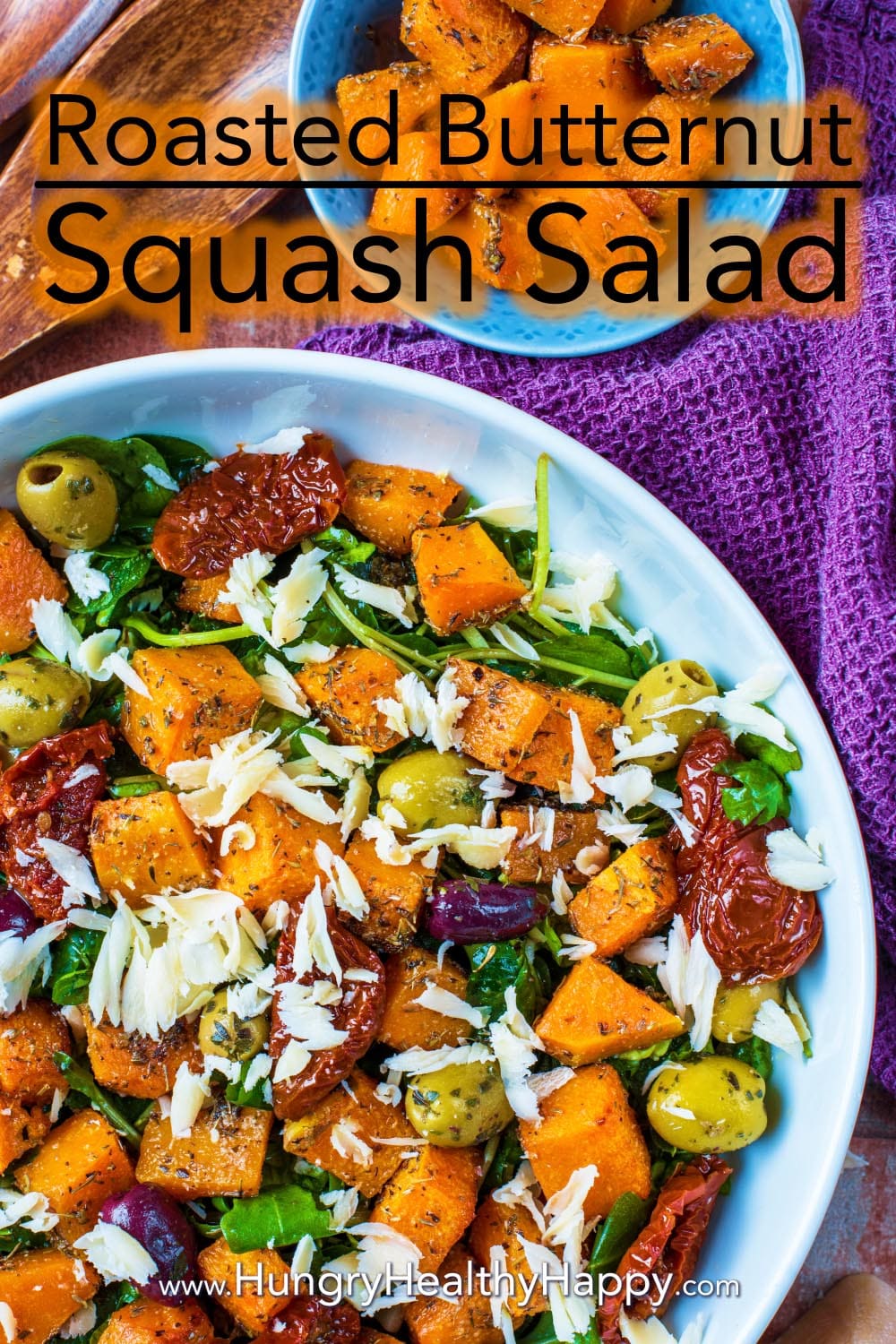 Mediterranean Roasted Butternut Squash Salad - Hungry Healthy Happy