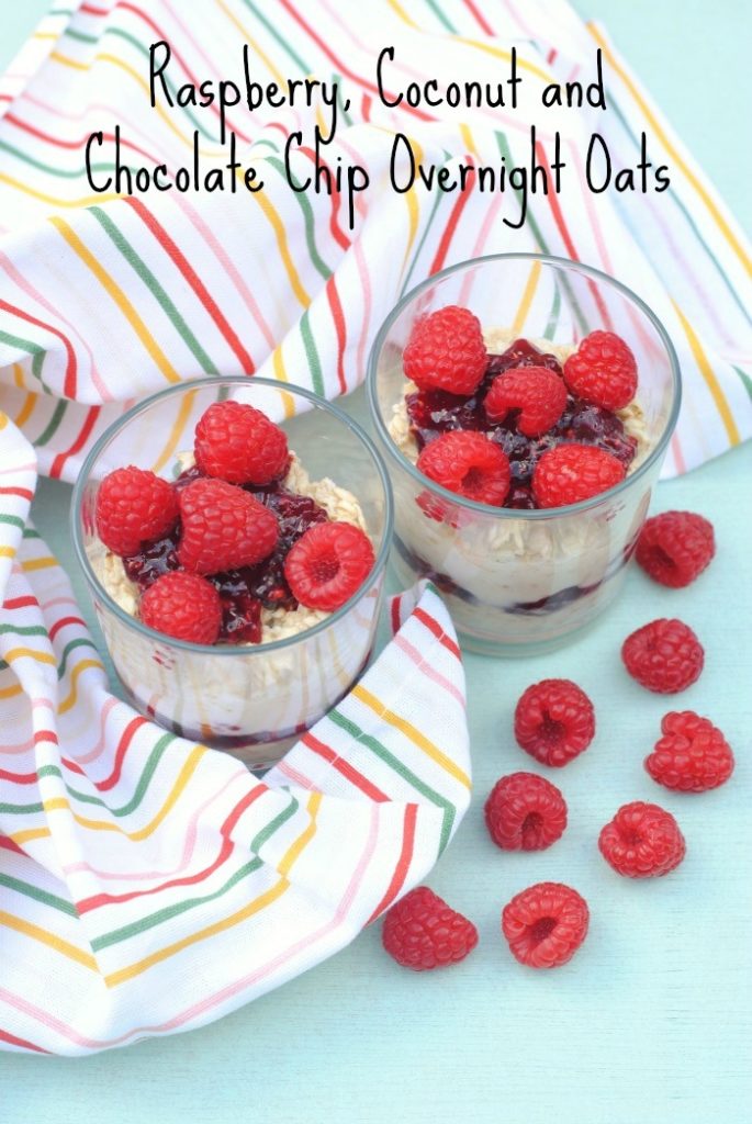 Raspberry, Coconut and Chocolate Chip Overnight Oats 