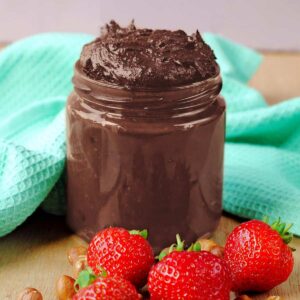 Homemade healthier nutella in a jar.