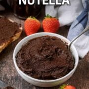 Homemade nutella with a text overlay title.