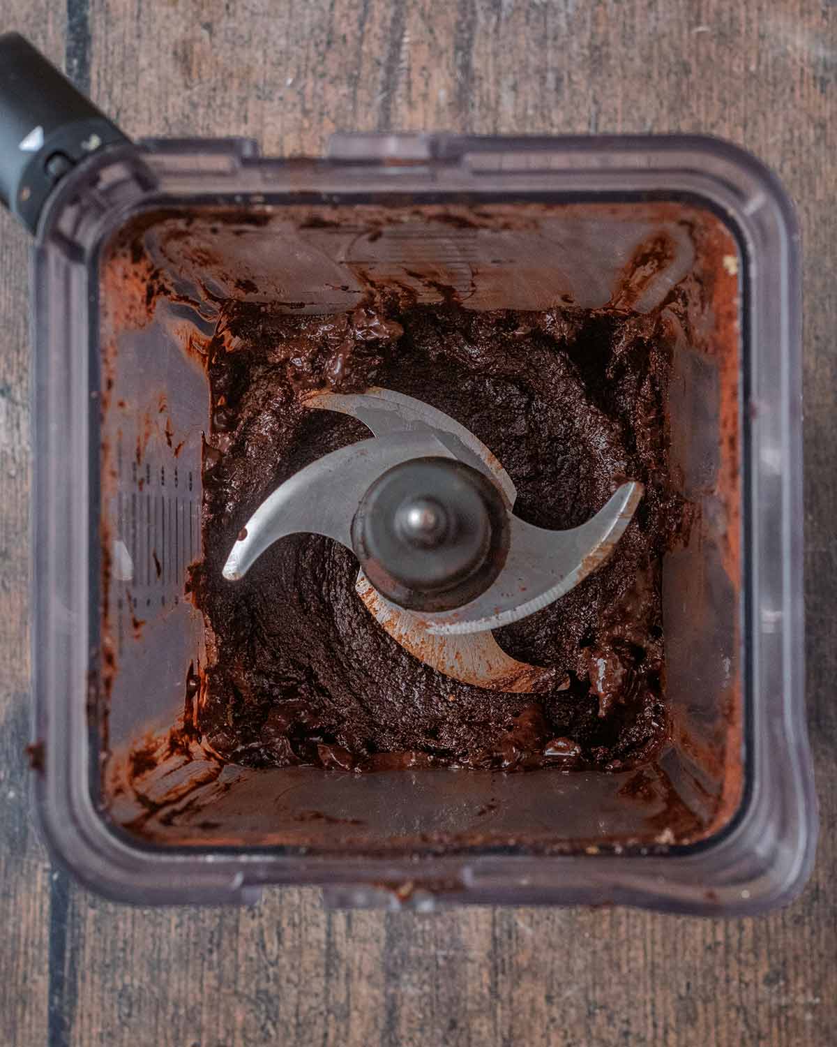 Chocolate spread processed in a blender.