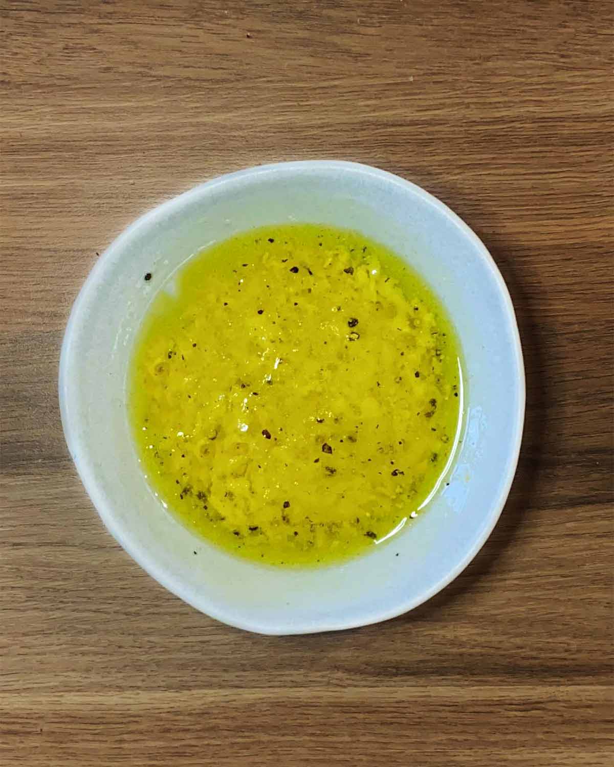 a bowl of lemon vinaigrette.