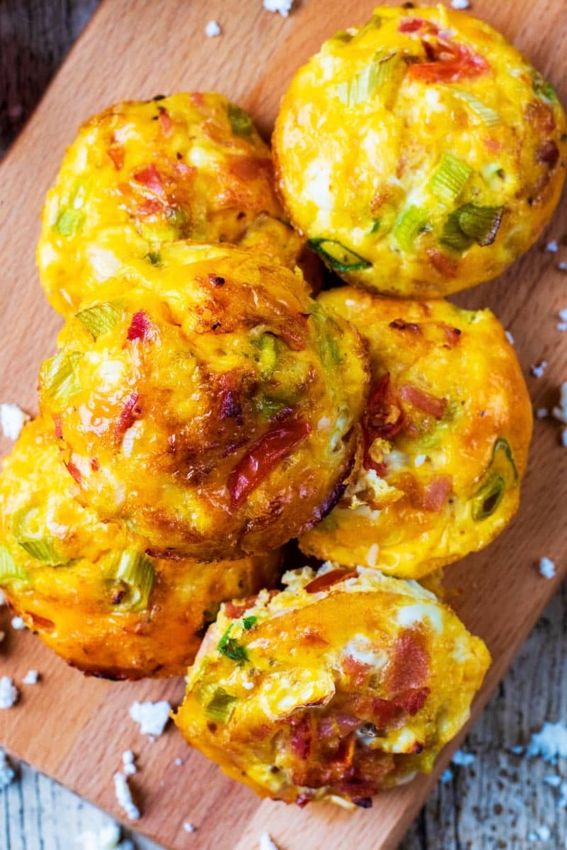Baked egg muffins with crumbled feta.