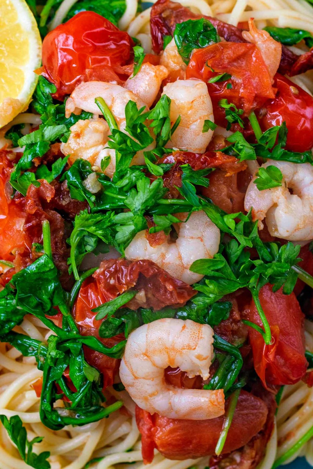 Garlic Prawn Spaghetti - Hungry Healthy Happy