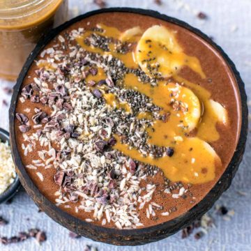 Chocolate Peanut Butter Smoothie Bowl.