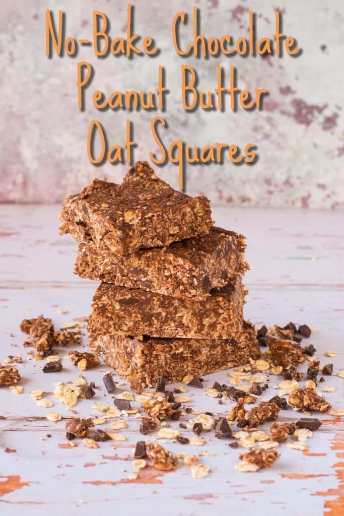 No-Bake Chocolate and Peanut Butter Oat Squares - Hungry Healthy Happy