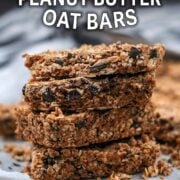 Peanut butter oat bars with a text title overlay.