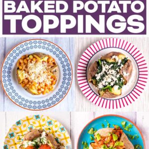 Healthy Baked Potato Toppings with a text title overlay.