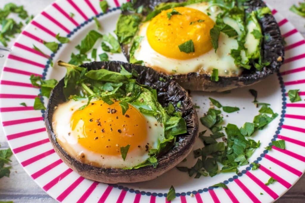 Eggs Baked in Portobello Mushrooms Hungry Healthy Happy