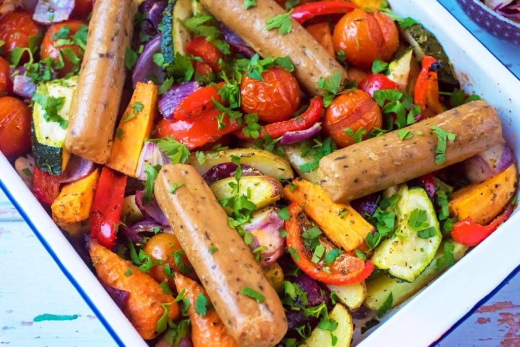 Honey and Mustard Sausage Tray Bake Hungry Healthy Happy