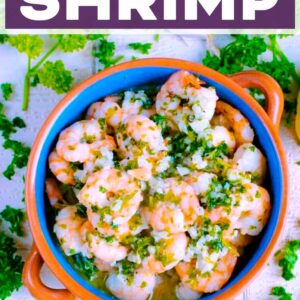 GArlic and Herb Prawns with a text title overlay.