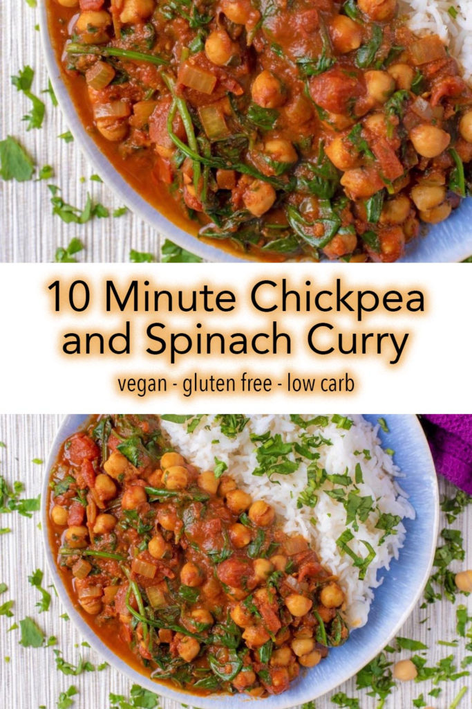 10 Minute Chickpea and Spinach Curry - quick, easy and full of flavour.