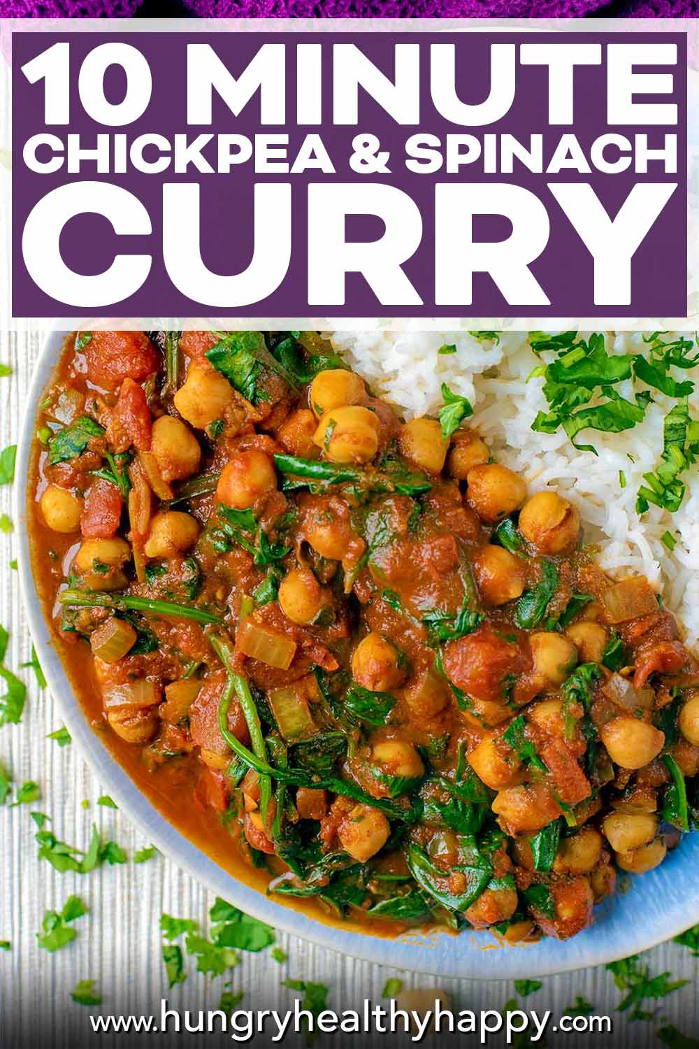 10 Minute Chickpea and Spinach Curry - Hungry Healthy Happy