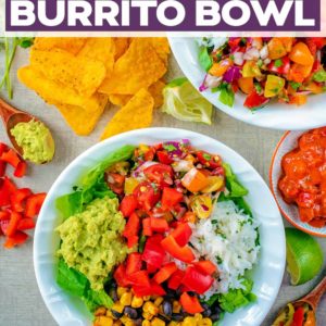 Vegan Burrito Bowl with a text title overlay.