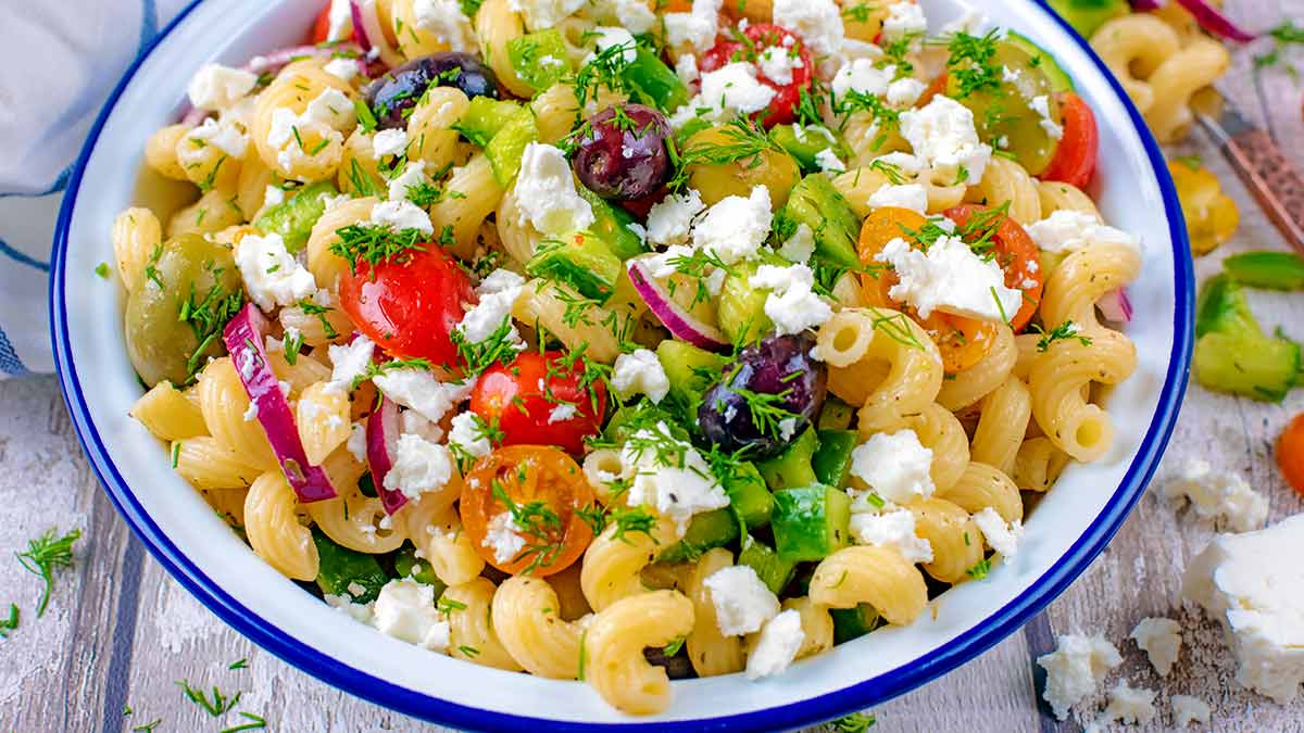 Greek Pasta Salad Hungry Healthy Happy