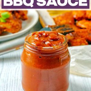 Healthy BBQ sauce with a text title overlay.