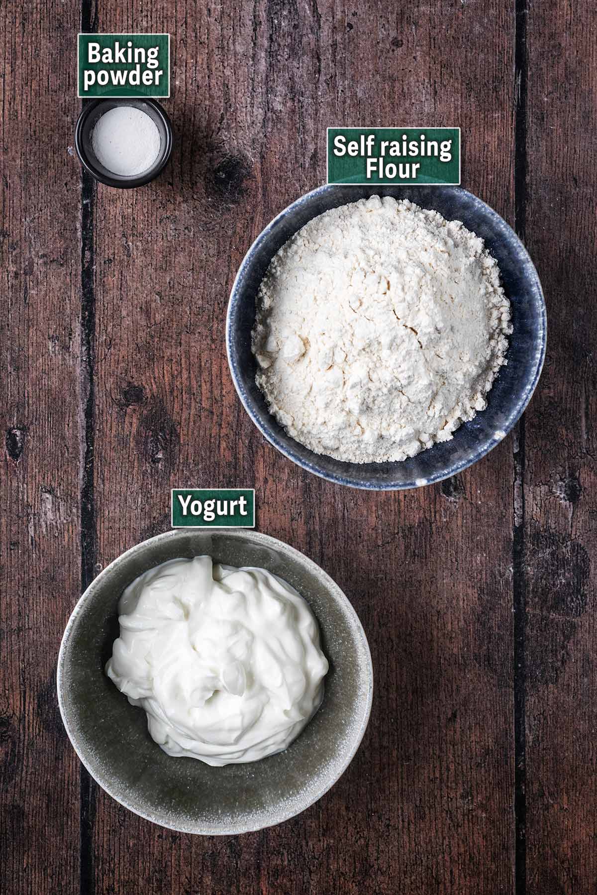 All the ingredients needed for this recipe with text overlay labels.