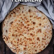 Homemade flatbreads with a text overlay title.
