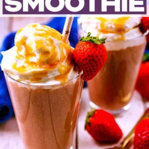 Healthy Nutella Smoothie with a text title overlay.
