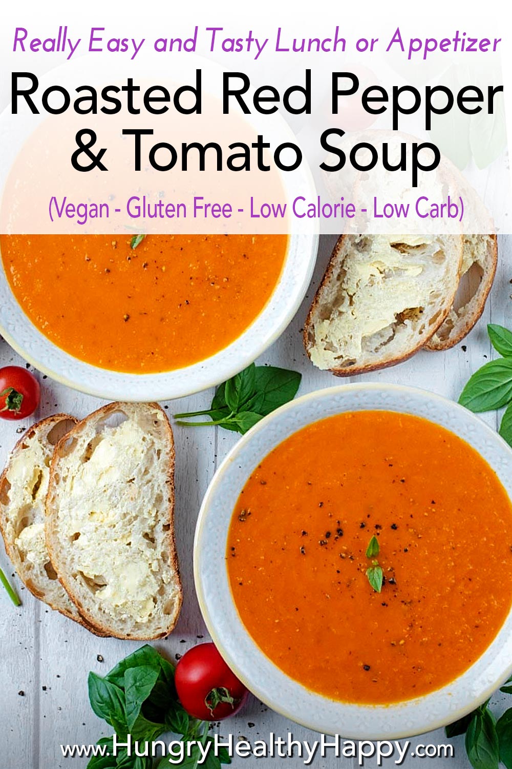 Roasted Red Pepper and Tomato Soup - Hungry Healthy Happy