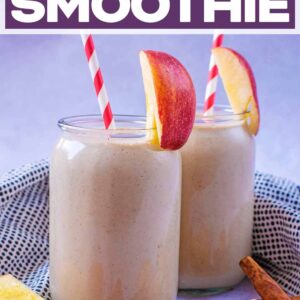 Apple pie smoothie with a text title overlay.