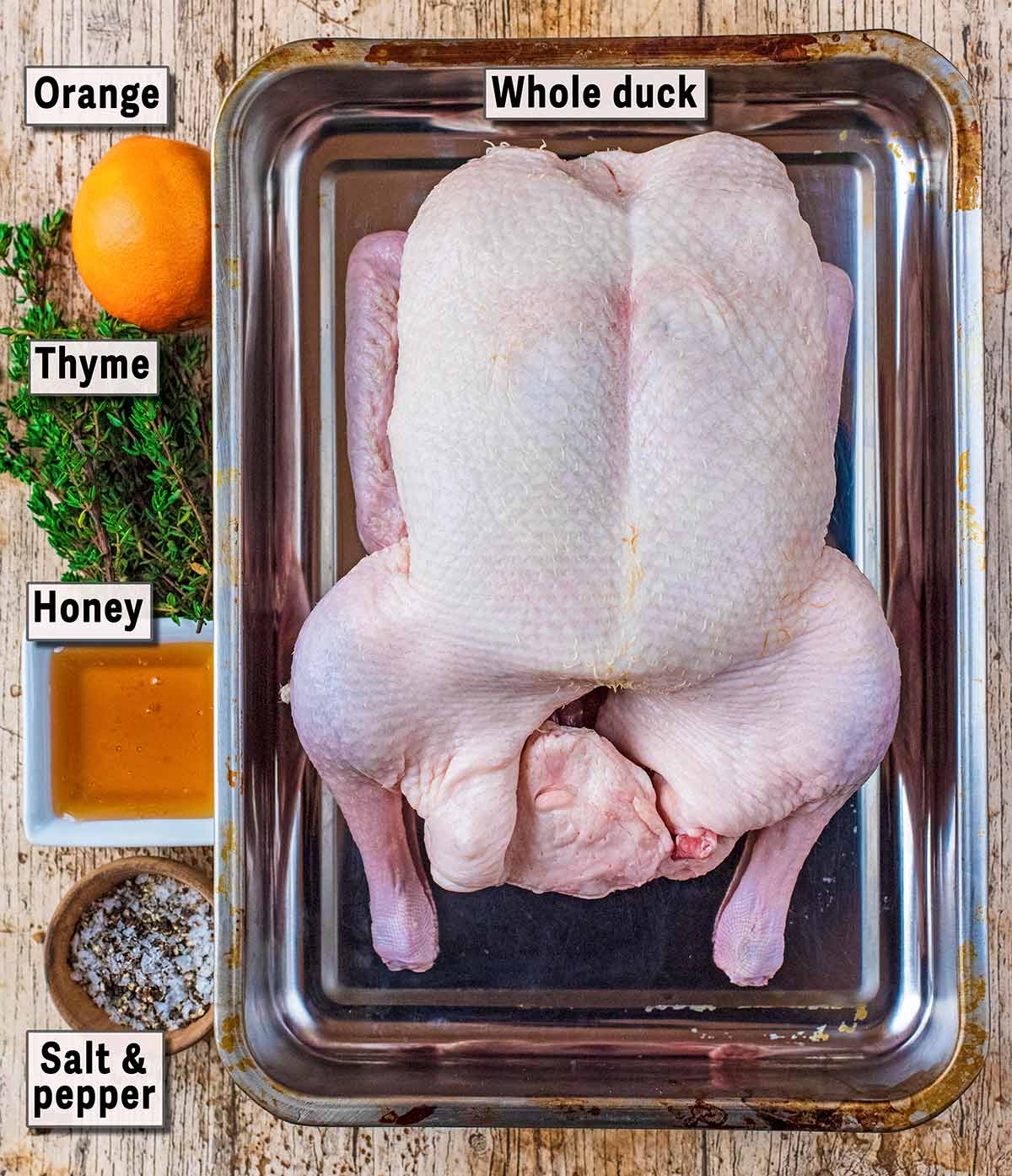 All the ingredients needed for this recipe each with text overlay labels.