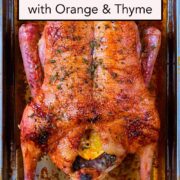 Honey roast duck with a text title overlay.
