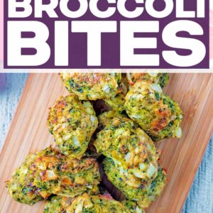 Cheese Baked Broccoli Bites with a text title overlay.