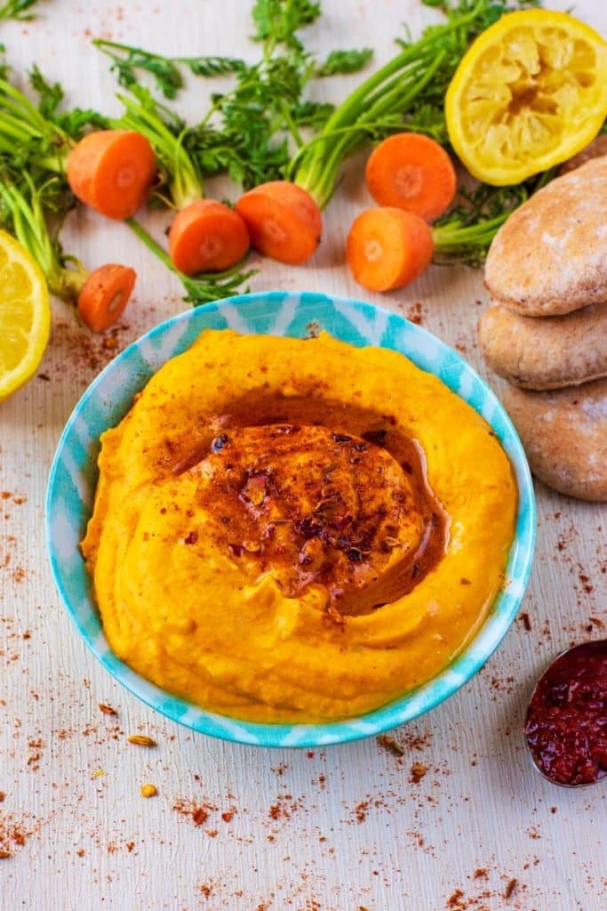 Roasted Carrot Hummus - Hungry Healthy Happy