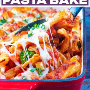 Sausage pasta Bake with a text title overlay.
