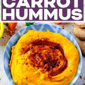Roasted Carrot Hummus with a text title overlay.