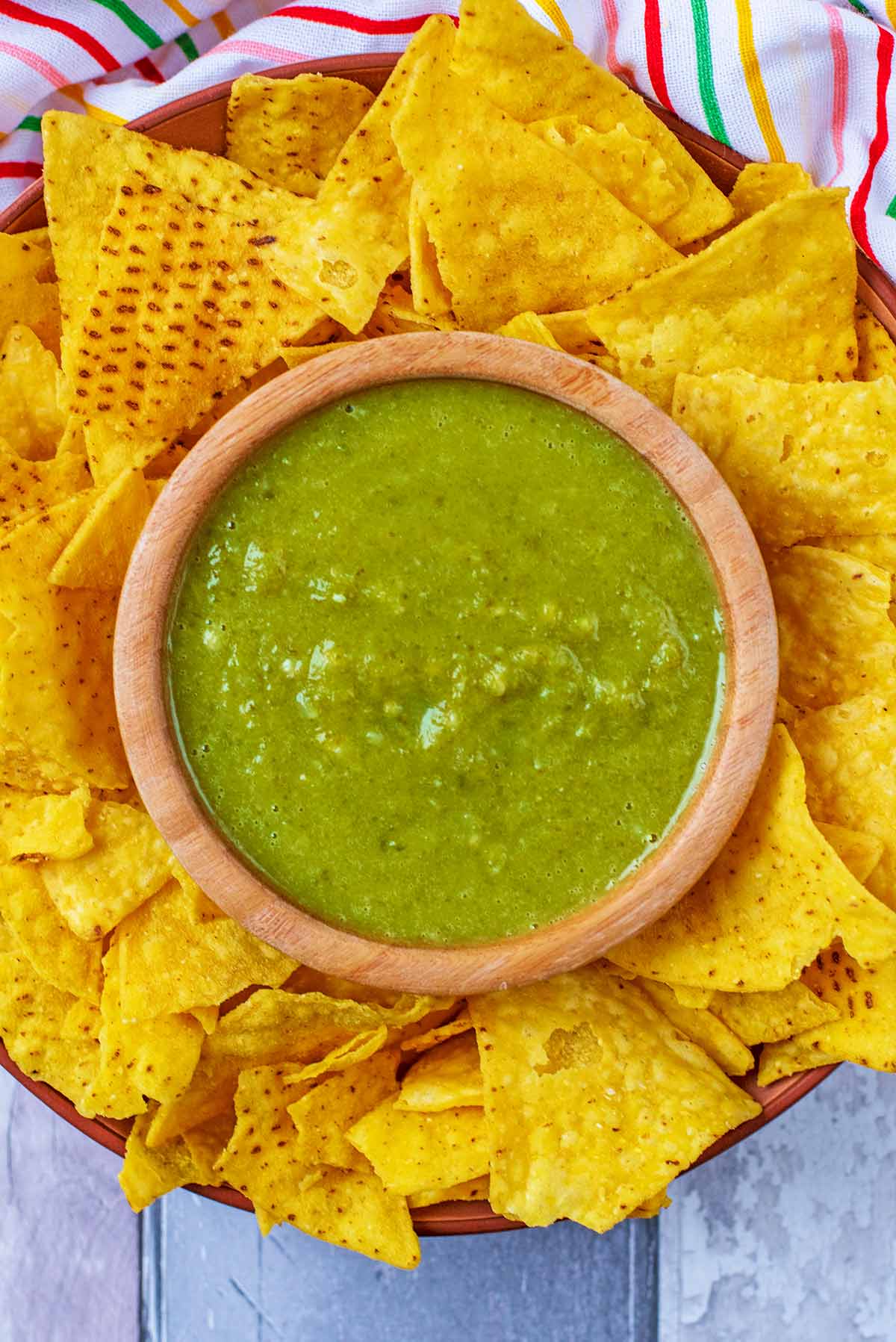 Jalape&ntilde;o Sauce in a wooden bowl.