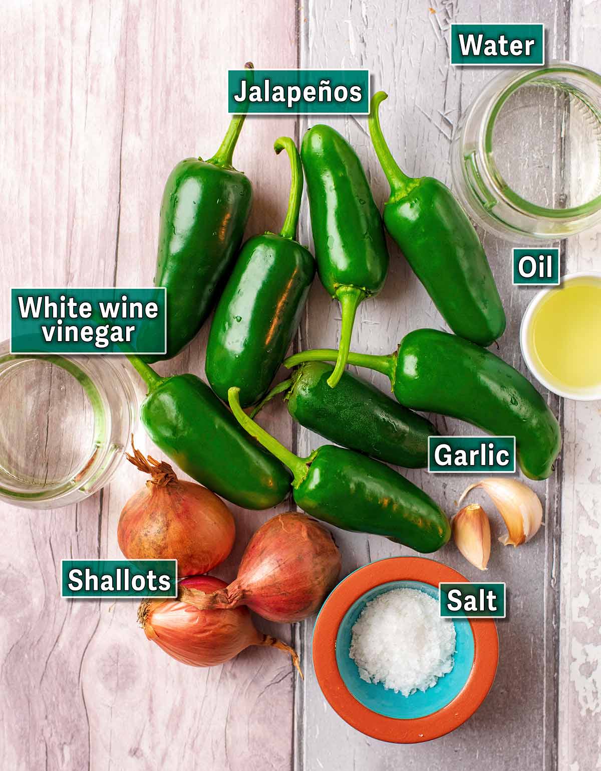 All the ingredients needed for this recipe with text overlay labels.